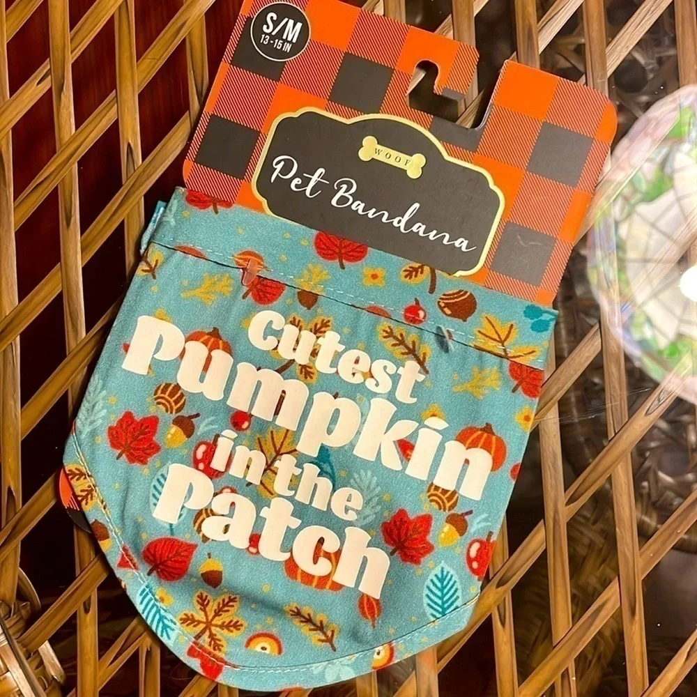 Brand New Cutest Pumpkin in the Patch Small/Medium Pet Dog Bandana 13-15” Neck